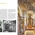 Damenstiftskirche. Fotos zeigen beschädigtes Gebäude 1945 und restaurierten Innenraum 2026 mit prächtiger Dekoration.