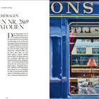 Text links betitelt „SPEISEWAGEN WAGEN NR. 2869 ANATOLIEN“; rechts ein eleganter Zugwagen mit gedecktem Tisch.