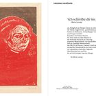 FRIEDERIKE MAYRÖCKER
‘ich schreibe dir ins Jenseits’ (Maria Lassnig)

Links: Rote und braune Zeichnung eines Frauenkopfes.