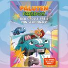 "PALUTEN FREEDOM DER GROSSE PREIS VON SCHMONACO" und "Dein SPIEGEL Bestseller Platz 1". Illustration fröhlicher Autos im Rennen.