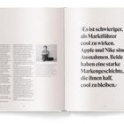„Es ist schwieriger, als Marktführer cool zu wirken. Apple und Nike sind Ausnahmen. Beide haben eine starke...“ Links Text und kleines Foto eines Mannes.