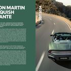 ASTON MARTIN VANQUISH VOLANTE, SEIT 2024. Links Textblock, rechts grünliches Cabrio auf Küstenstraße.