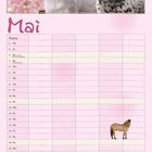 Kalenderseite mit dem Monat "Mai", markierte Feiertage: "Tag der Arbeit" am 1. und "Pfingstsonntag" am 19. Darunter zwei Ponys.