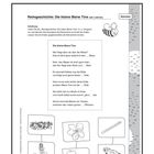 Text oben: "abwechslungsreich & kindgerecht".
Reimgeschichte über die Biene Tine. Zeichnungen von Biene, Blume, Flöte, Hut, Kröte, Kind.