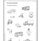 "sprachstark! Fahrzeuge-Domino: Anfangsbuchstabe zuordnen, Karten ausschneiden und richtig anlegen. Illustrationen von Fahrzeugen."