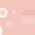 "So läuft die Behandlung ab" und erläuternder Text über Kinderwunschbehandlung. Hintergrund mit weichen, pastellfarbenen Kreisen.