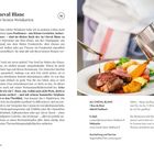 Au Cheval Blanc: Eine der besten Weinkarten, 5300 Positionen. Bild zeigt elegantes Gericht; Guss einer Sauce.