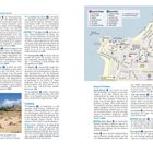 Seite über das Baskenland mit Hotel- und Restaurantbeschreibungen, Strandbild und Stadtkarte von Biarritz; Aufzählung von Optionen.