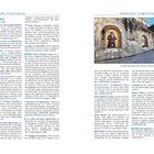 Texte: 
Seitenzahlen 188-189. Stichworte wie „Praktische Infos“, „Freizeit/Einkaufen“, „Acquapark Odissea 2000“, und Ortshinweise zu Corigliano-Rossano. Abschnittstitel „Heilige säumen den Weg in Rossanos Altstadt“.

Szene:
Historische Mauer mit religiöser Figur. Klassische Architektur mit Bögen.