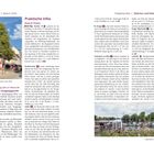 Seite 74: "Praktische Infos"; Tipps zu Essen und Trinken in Bremen. Enthält Restaurantempfehlungen und deren Besonderheiten. Links oben ist ein Foto mit grünen Bäumen und Gebäuden. Sehenswürdigkeit: das Lifaß.