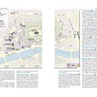 Oberseite: "340 Costa Daurada", "341 Lleida". Kartenansicht einer Stadt mit Orten zum Übernachten und Essen. Unten: "Riu Segre". Links Beschreibung zu Hotel und Restaurant in Lleida. Rechts Information über Veranstaltungen.