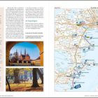 „Zwischenstopp: Jægersborg Dyrehave“; „12 Kopenhagen“; Karte von Dänemark mit Routen; Foto von Roskilde Domkirke; Hirsche im Wald.