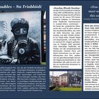 Texte: "The Troubles – Na Trioblóidí", "Sunday, Bloody Sunday", "How long must we sing this song?" Wandgemälde: Person mit Gasmaske.