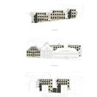 Oben Zahlen: 163, 2013. Texte: Längsschnitt, Straßenansicht, Querschnitt. Unten Verweis: Bauten und Projekte: S.166. Architekturzeichnung.