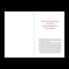 "Den Familienalltag im Sinne des Evangeliums neu denken" steht in großen roten Buchstaben. Darunter beginnt ein Textabschnitt.