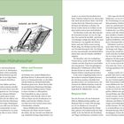 Seite 96 und 97: "Die ersten Mähdrescher." Illustration einer Erntemaschine von Moore & Hascall. Text über Mähdrescherentwicklung.