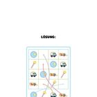 LÖSUNG: Ein illustriertes Gitter mit bunten Symbolen wie Autos, Zauberstäben und Trommeln samt Linien, die Punkte verbinden.