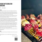 Lasagne mit gegrilltem Radicchio. Links Rezeptdetails, rechts Radicchio-Stücke auf einem Grillrost.