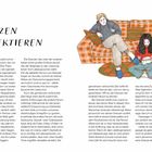„Grenzen respektieren“ steht oben groß. Links Fließtext, rechts Illustration von zwei Menschen auf einem karierter Sofa.