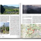 Seite 50, Tour 09. Bild oben: Vulkanlandschaft, Bild unten: Wanderer unterhalb eines Gipfels, Karte unten rechts.