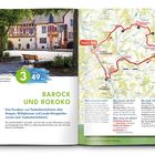**Tour 3**, **Länge 49 km**. **Barock und Rokoko**. Eine Rundtour von Tauberbischofsheim. Bild eines Schlosses, Karte einer Route.