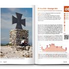 Text: "Markantes Profil am Karnischen Höhenweg: der Trogkofel." Links detaillierte topografische Karte, rechts Bergfoto.