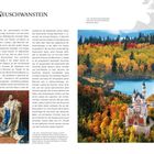 "Schloss Neuschwanstein", historische Ereignisse, Detailtext zu Ludwig II., Karte von Europa mit markiertem Deutschland, Bild von Schloss vor herbstlichem Wald und See.