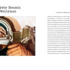 Überschrift: "Der erste Mensch im Weltraum". Links ein Foto eines Astronauten in einem Raumanzug. Rechts Text über Juri Gagarin.