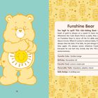 Funshine Bear: Ein risikofreudiger Bär, DJ, tanzt gern. Farbe: Golden Beige, Geburtstag: 29. November, liebt Zitronencremetorte.
