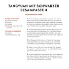 Rezept für "Tangyuan mit schwarzer Sesampaste": Zutaten und Zubereitungsschritte für Reiskugeln und Ingwersirup.