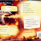 Textelemente: "Das bin ich", "Ich heiße", "Mein Lieblingsfutter", "Ich bin...", "Mein Foto", "Andere nennen mich". Illustration: Drache.