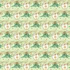 Keine Texte. Muster mit Äpfeln, Tannenzweigen, Schleifen und Sternen auf hellgrünem Hintergrund.