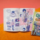 Illustration mit Sprechblasen: „I’m not a woman, I’m not a man“, „Gun Show“, „Auto Repairs“, „NYC Gentlemen’s Club“.