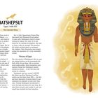 "HATSHEPSUT Egypt | 1400s BCE The Canceled King." Links Text über Hatshepsuts Geschichte; rechts eine Illustration der Pharaonin.