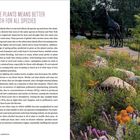 "MORE PLANTS MEANS BETTER HEALTH FOR ALL SPECIES" ist die Hauptüberschrift. Rechts blühende Wiese mit Giraffenstatue.