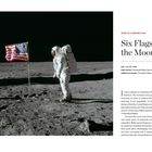 Große Überschrift: "Six Flags over the Moon". Darunter ein Astronaut neben einer US-Flagge auf der Mondoberfläche.
