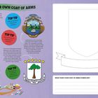 Design your own coat of arms. Tipps: Symbole für Orte und Identität nutzen, bedeutende Momente illustrieren.