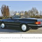 "Mercedes 300 SL" und "CASARES EDITION" stehen unter einem blauen Cabrio auf einem gepflasterten Platz.