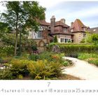 Text: "Cabourg", "CASARES EDITION", Kalenderdaten 1-31. Ein Fachwerkhaus mit Garten, Bäumen und Blumenbeeten.