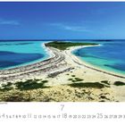 "Bush Key - Dry Tortugas National Park", darunter der Monat Juli mit Zahlen von 1 bis 31. Eine sandige Halbinsel im blauen Meer.