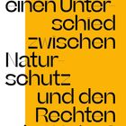 „Gibt es einen Unterschied zwischen Naturschutz und den Rechten der Natur?“ Schwarzer Text auf gelbem Hintergrund.