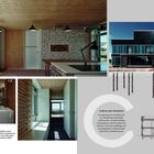 "Meeting Room", "CIRCULAR ESSENCE: An approach to architecture...". Moderne Räume mit Holzverkleidung und ein Gebäudeentwurf.