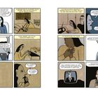 Comic über eine Frau, die von einem Flugzeugabsturz erfährt. Dialoge zeigen Reaktionen und Emotionen der Charaktere.