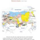 Seite 158. Titel: "Land und Leute". Russische Übersetzung darunter. Eine bunte Karte zeigt Russland und angrenzende Länder.