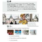 Texte: Comics les bandes dessinées, Astérix et Obélix, Tintin et Milou; Bilder von einem Restaurant, Schwimmern, Zeitungen, Laufender Person.