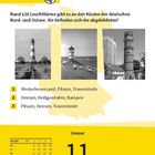 „Rund 120 Leuchttürme gibt es... Wo befinden sich die abgebildeten?“ Drei Leuchttürme, gelbe Bereiche, Kalender Januar 11, Montag.