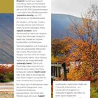 Text beschreibt das Vereinigte Königreich mit beliebten Reisezielen und Erlebnissen. Rechts herbstliche Landschaft mit Baum.