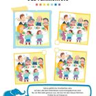 „Das Familienfoto“. Selma mag es, weil alle beim Abendessen sind. Finde das gleiche Bild im blauen Rahmen. Kreuz an.