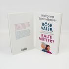 "Böse Väter, kalte Mütter?" von Wolfgang Schmidbauer; Illustration mit zwei Köpfen, männlich und weiblich, auf einem Buchcover.