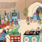 Text: "Dann war es auch schon Zeit für das Aufregendste an den Nouruz-Vorbereitungen..." 

Illustration eines bunten Marktes mit fröhlichen Menschen.